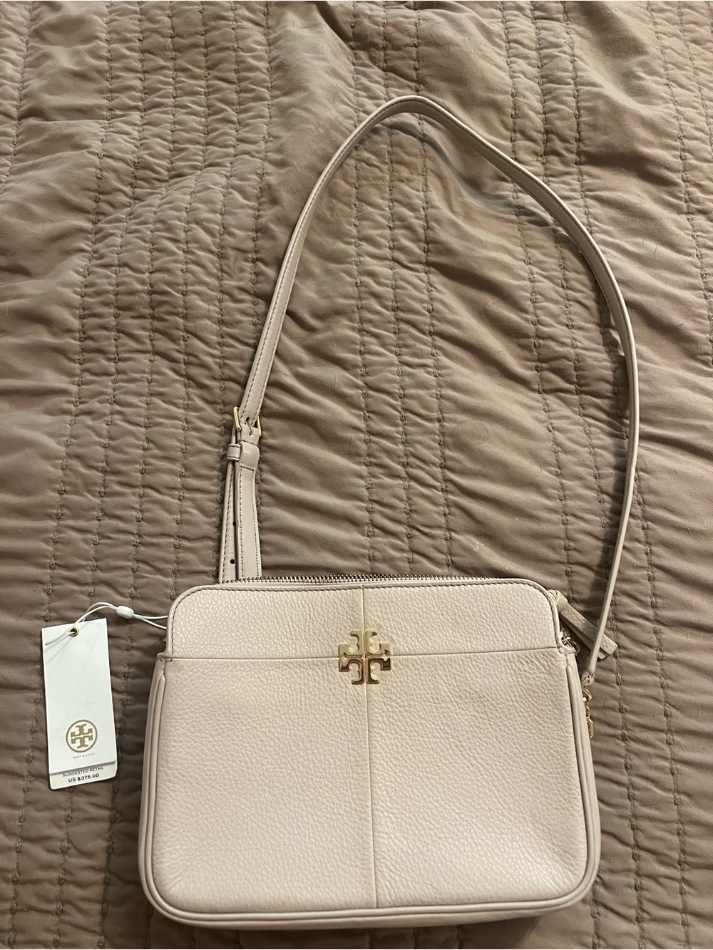 Tory Burch light pink/pale cream Leather Crossbody